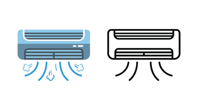 Air conditioner unit a vector illustration with cooling airflow depiction