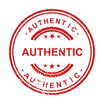 Red authentic certification stamp with stars illustration