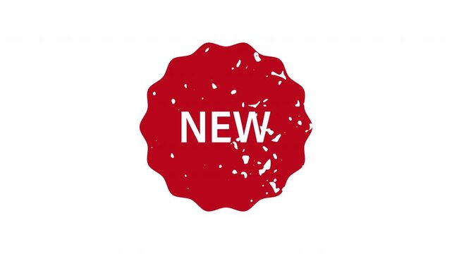 Red irregular promotional stamp animation