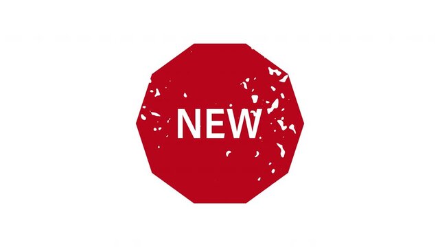 Red new octagonal label stamp animation
