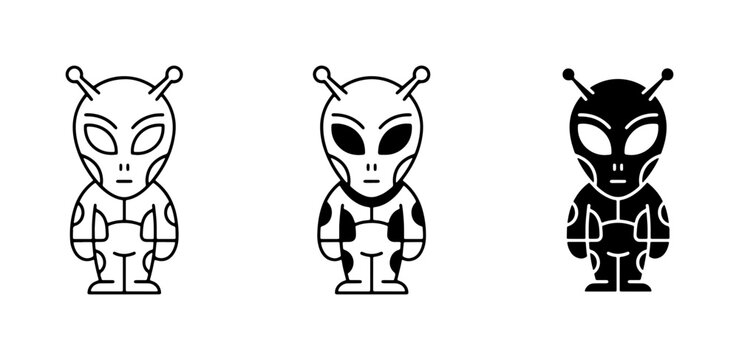 Alien character icon set for logo or sticker