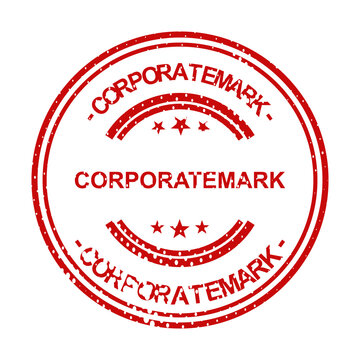 Corporate stamp with red and white color scheme illustration