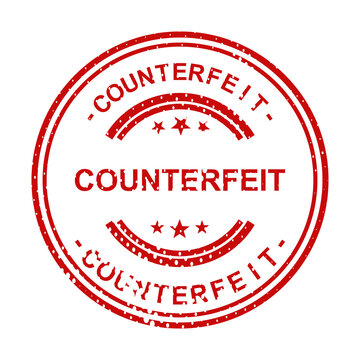 Red counterfeit stamp seal with stars illustration