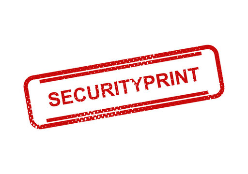 Red security print stamp with label text illustration