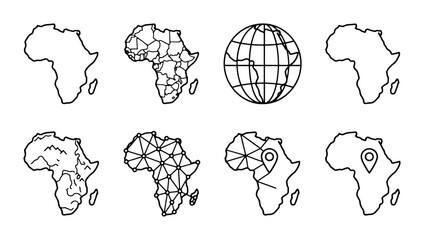 Africa map icon set for travel and global apps © Josim