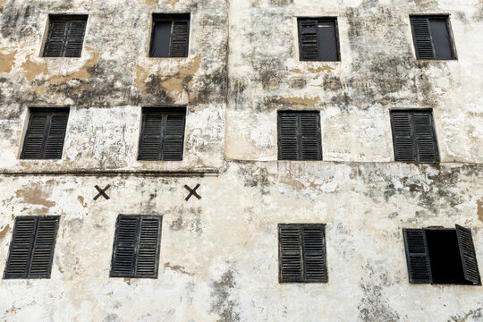 Weathered facade of Elmina Castle, Elmina, Ghana