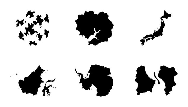 World map silhouettes for logo element or sticker