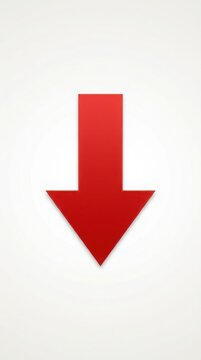 A bold, vibrant red arrow pointing downwards, featuring a clean, minimalist design and a subtle drop shadow, isolated on white background