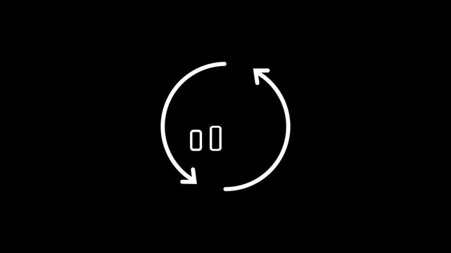 Animated continuous improvement line icon featuring a growth graph animation and rotating cycle flow lines. For process optimization and productivity. Isolated on a white background in