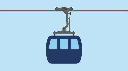 Flat vector illustration of a cable car cabin moving on a wire for © @ahmedmaynul