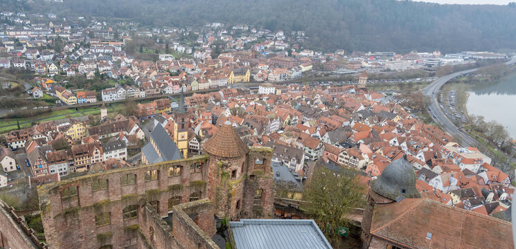 Aerial View of Terraced Wertheim Castle Ruins