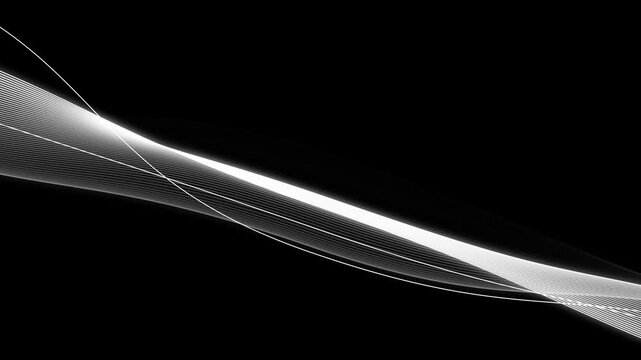 Glowing wave lines background animation, Glowing wave made of fine parallel lines with curves background, creating a modern abstract technology design.