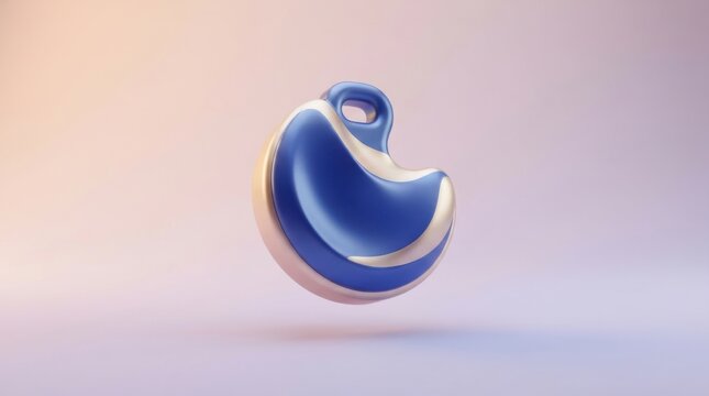 3D render of a glossy blue and metallic silver crescent moon shaped icon floating against a soft purple background