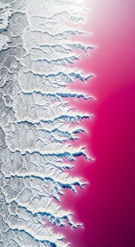Stunning Aerial View of Pink Salt Lake with White Crystalline Formations ideal for travel brochures and abstract background designs Vertical. Portrait Orientation.