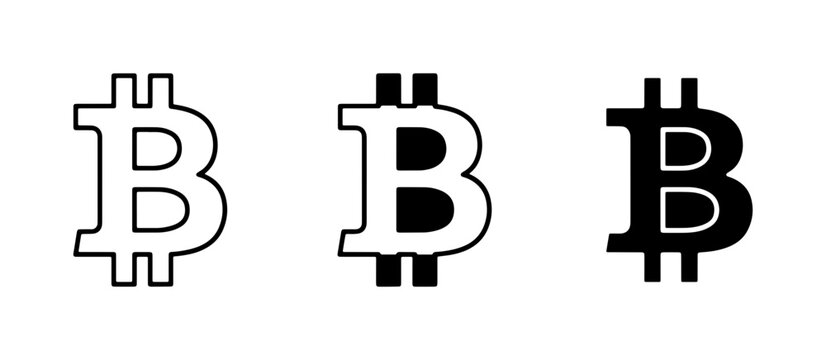 Bitcoin symbol variations for finance and technology logos