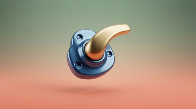 3D render of industrial toggle switch with curved handle on metallic base