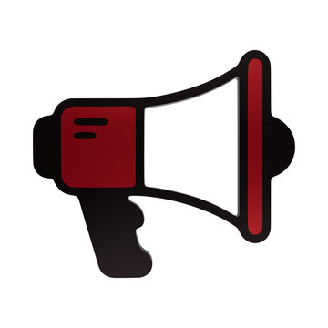 Red megaphone loudspeaker icon for broadcasting announcements public relations and marketing communications isolated on a transparent background