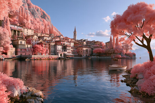Town on the island, infrared, dslr canon d5