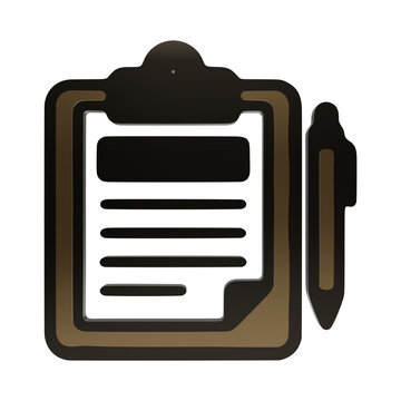 Clipboard with paper notes document checklist form and pen office business admin icon isolated on a transparent background