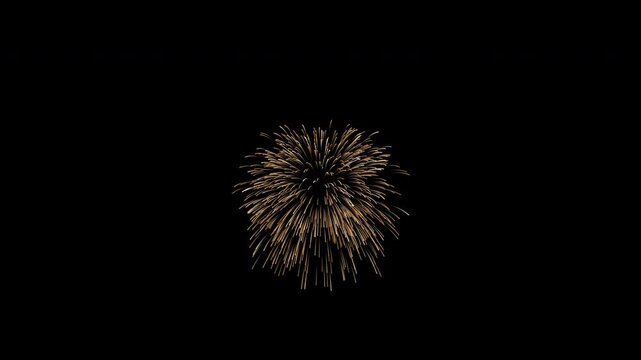 Golden Fireworks Explosion Alpha Channel Video Overlay for New Year, Birthday, Party, and Festive Celebrations Elegant Pyrotechnic Sparkle Burst and Glowing Light Particles Display in 4K