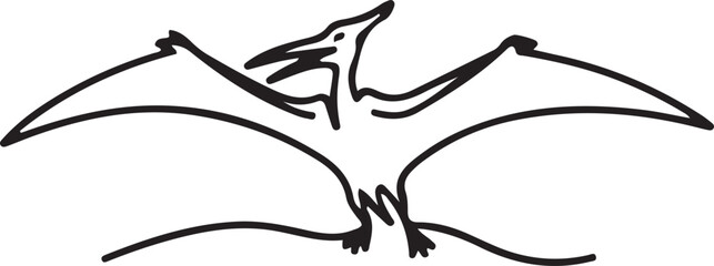 One single line drawing of flying pterodactyl for logo identity. Dino animal mascot concept for prehistoric theme park icon. one line Icon drawing © Mofazzelh