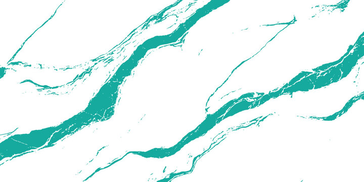 Abstract teal blue fluid marble veins on white texture for elegant creative background vector illustration.