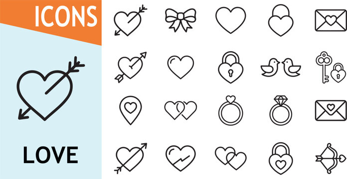 Love icons for romance and relationships