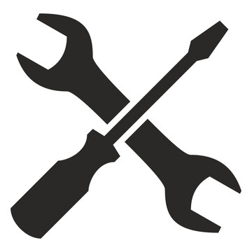 Two crossed wrenches symbolizing repair and maintenance
