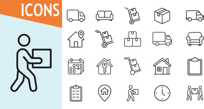 Moving icons for delivery and logistics services