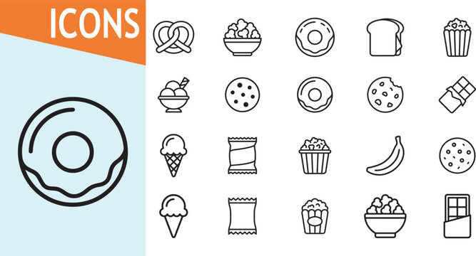 Food icons set for web and app design
