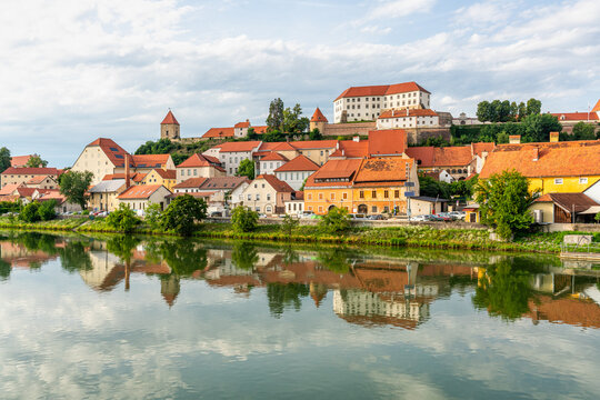Scenic sight in Ptuj, beautiful city on the Drava river in Slovenia,  on a sunny summer afternoon.