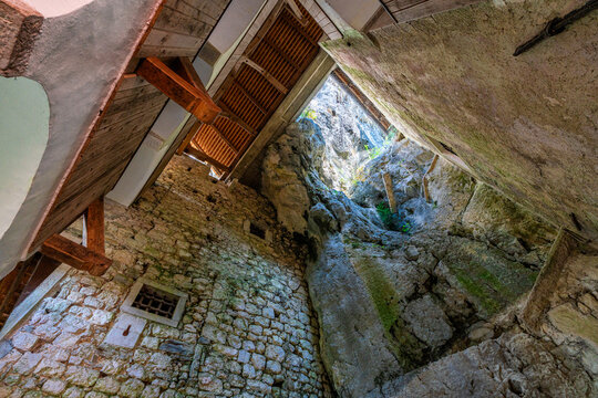 The beautiful Predjama Castle, famous medieval fortress and tourist destination in Slovenia.