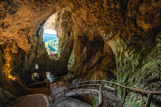 The beautiful Predjama Castle, famous medieval fortress and tourist destination in Slovenia.