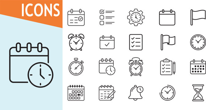 Calendar icons time planning scheduling for business