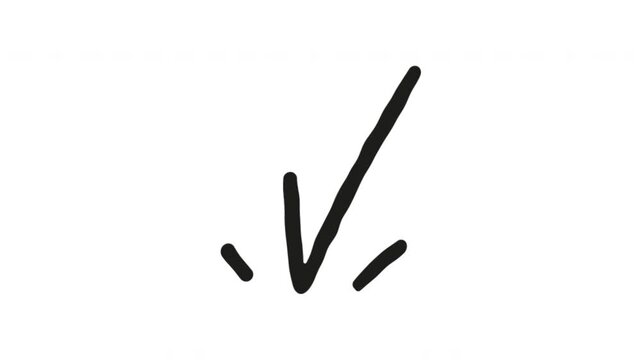 Downward Arrow For Direction And Navigation Hand Drawn Doodle Animation. Descending Pointer And Download Prompt. User Interface Guidance Symbol. 4K Loop With Alpha Channel.