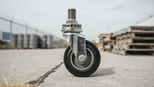 Heavy duty swivel caster wheel with bolt and black rubber tire
