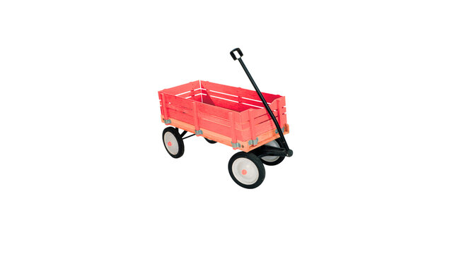 red wagon isolated on white