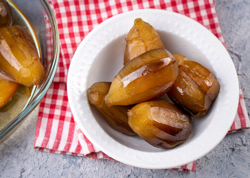 Traditional delicious Turkish dessert eggplant jam (Turkish name; patlican receli)