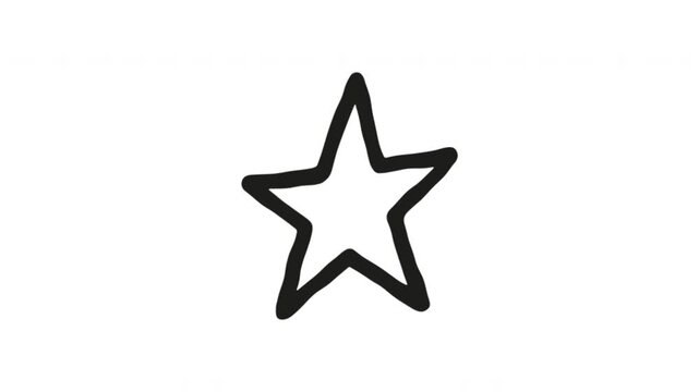 Star Symbol For Rating And Emphasis Hand Drawn Doodle Animation. Favorite Mark And Highlight Accent. Attention Effect For User Interfaces. 4K Loop With Alpha Channel.