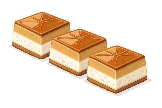 Nolen Gur Sandesh  caramel-colored jaggery sandesh pieces arranged neatly, minimal vector illustration