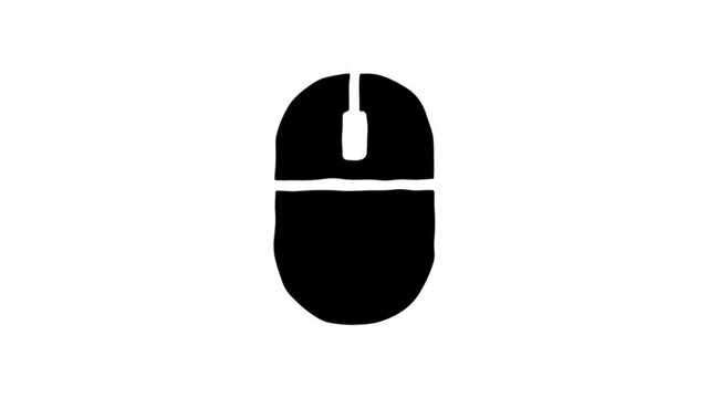 Computer Mouse For Clicking And Navigation Hand Drawn Doodle Animation. Wireless Mouse And Computer Peripheral. User Interface Interaction Symbol. 4K Loop With Alpha Channel.
