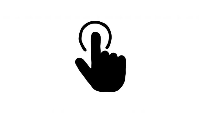 Touchscreen Tap For Selection And User Interaction Wiggle Doodle Animation With Alpha Channel. Finger Press And Mobile Interface Control, Transparent Background. 4K Loop Hand Drawn Icon.