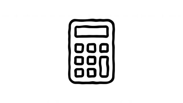 Calculator For Arithmetic And Numerical Calculations Doodle Animation. Pocket Calculator And Math Tool. 4K Video Loopable Overlay Element. Hand-Drawn Animated Icon With Alpha Channel.