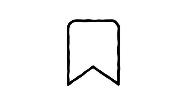 Bookmark For Saving And Organizing Web Pages Doodle Animation With Alpha Channel. Favorite Marker And Reading List Symbol. Animated Hand-Drawn Icon For Video Overlay 4K.