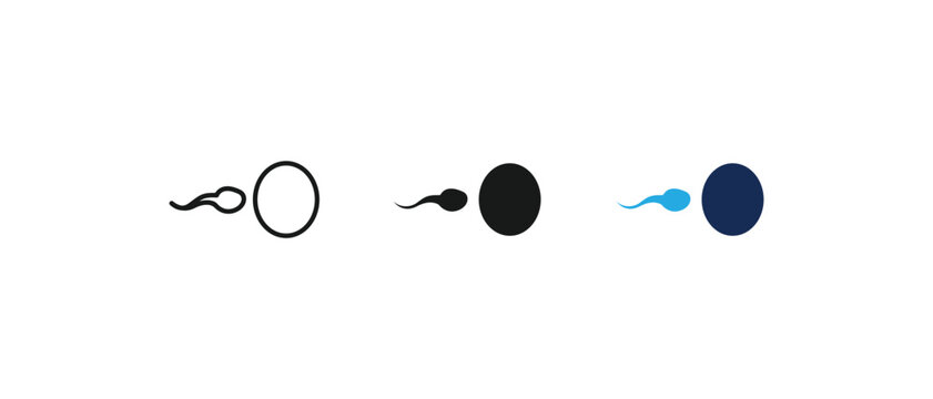 Sperm and egg fertilization icon set, reproductive health and conception symbol, vector illustration.