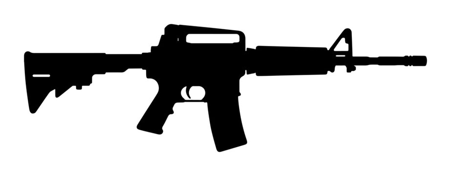 Black rifle silhouette for military or danger themes