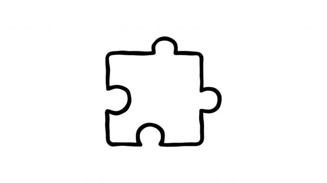 Puzzle Piece For Problem Solving And Teamwork Hand-Drawn Doodle Animation On Transparent Background. Jigsaw Piece And Collaboration Concept. Seamless Animated Icon. 4K Video Overlay Element.