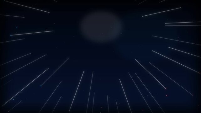 Patriotic synchronized fireworks display in dark night sky, vibrant red white and blue pyrotechnic starburst shells bursting for Fourth of July US Independence Day celebration in 4K