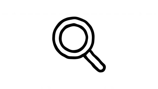 Magnifying Glass For Search And Inspection Doodle Animation. Search Lens And Research Tool. 4K Video Loopable Overlay Element. Hand-Drawn Animated Icon With Alpha Channel.