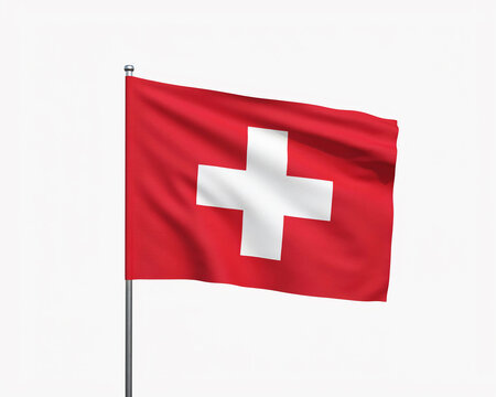 Swiss flag waving in the wind for national celebration or